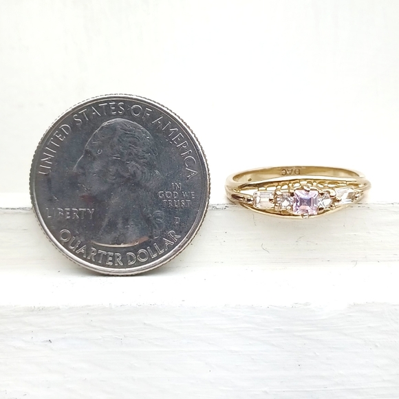 DAC Pink Sapphire and CZ Gold Ring - Picture 11 of 12